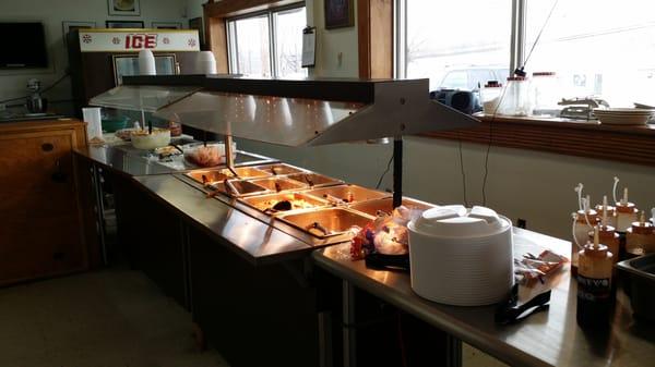 Their awesome buffet....smoked chicken, pork, ribs & brisket. ..With amazing sides and desserts!