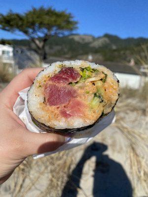 Spicy tuna sushi burrito. Delicious!