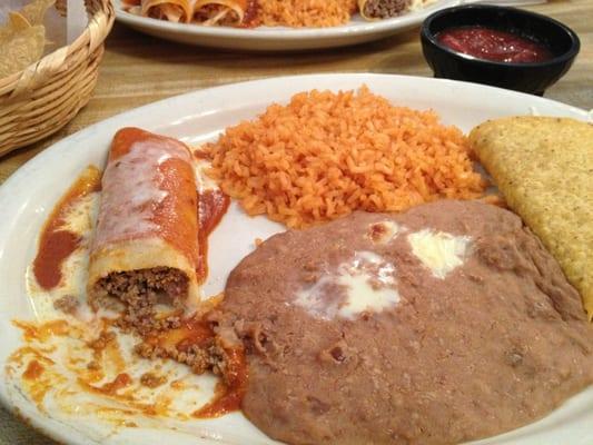 Beef enchilada dinner.