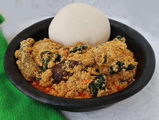 Yam Fufu with Egusi Stew