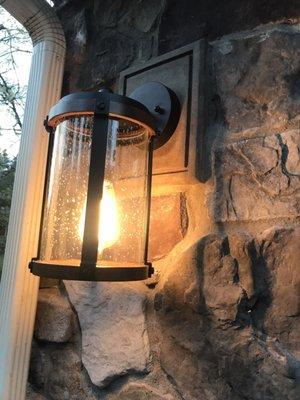 Jason did our stone work a couple years ago and we finally added a light to accent his beautiful stone work.