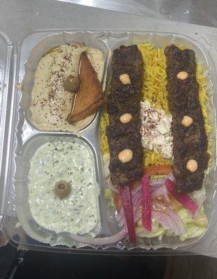 Halal beef kabab plate