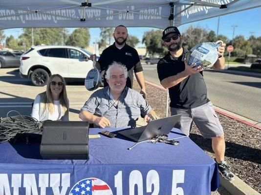 Catch us out in the community!! Here we are helping out one of our local radio stations with their annual holiday turkey & food drive!