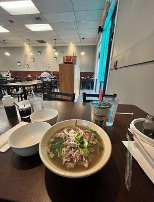 Steak and Brisket Noodle Soup, Milk Tea