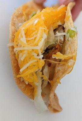 Chicken taco, small and cheap and would repeat but the shell was really hard