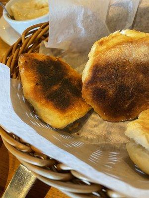 Burned biscuits and corn bread