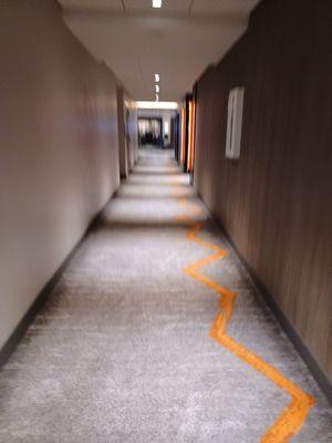 Hallway from the restrooms back to the lobby and restaurant