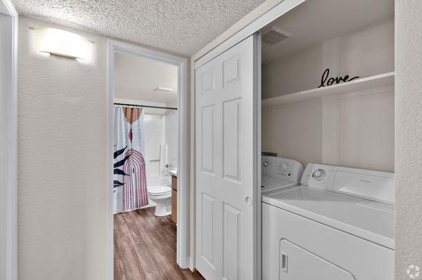 Full Sized Washer and Dryer in our Standard 2x1 Apartment Home.