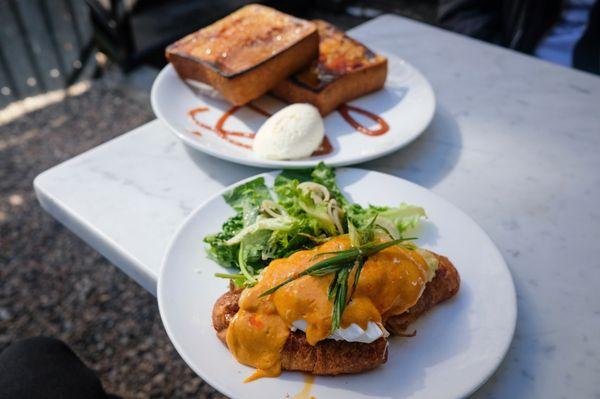 Creme Brulee French Toast & Eggs Louie