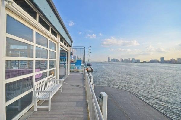 Looking towards the Statue of Liberty from the Sunset Terrace balcony.