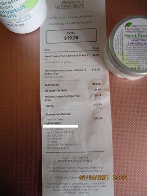 Perfectly Natural Soap: My receipt from 21.01.14.