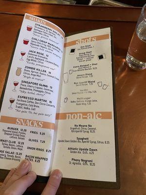 Drink menu