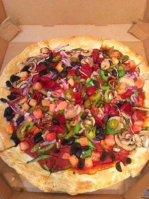 The Hand Tossed Crust Is Dairy Free. So All We Had To Do Is Order All Desired Veggie Toppings. So We Ended Up With A Perfect Vegan Pizza.