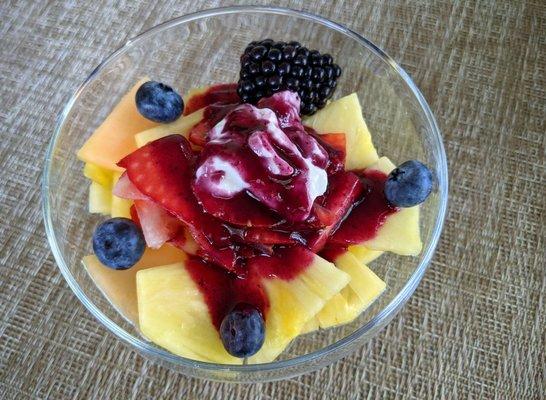 Morning fruit cup with yogurt (optional)