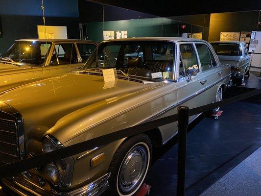 Lucille Ball's 1972 Mercedes Benz. Her initials are on the drivers side door