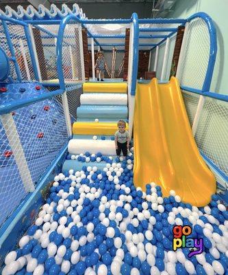 indoor playground with  soft play areas for toddlers, climbing structures, activity center, ball pit, and more at goplay rhode island!