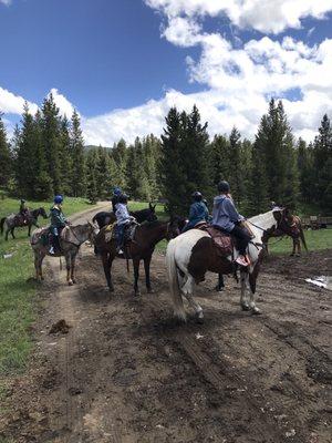 Getting saddled up for our trail ride