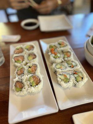 Salmon Avocado Roll & Vegetable Roll