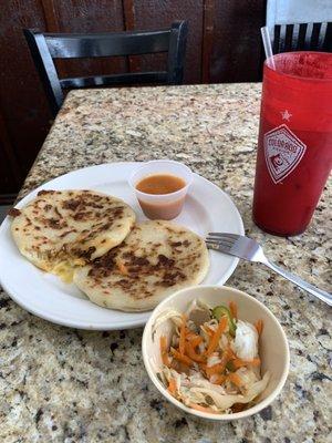 Mixtas pupusas and horchata