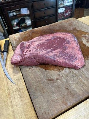 Trimmed brisket ready to cook.