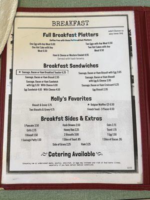 Menu from 9/1/23