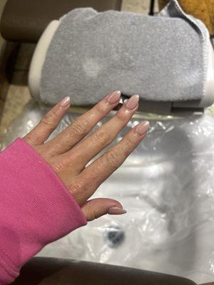 Bubble gum white chrome almond nails