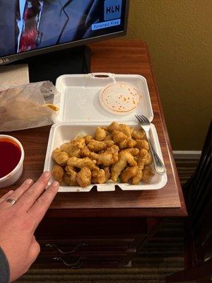 Sweet and sour chicken take out.