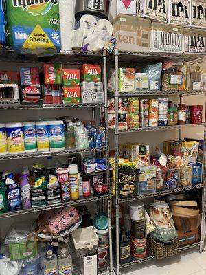 Storage shelves and organizational bins