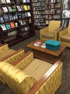 Library sitting area near main entrance