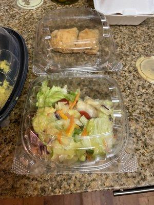 Garden salad & two tiny pieces of Baklava