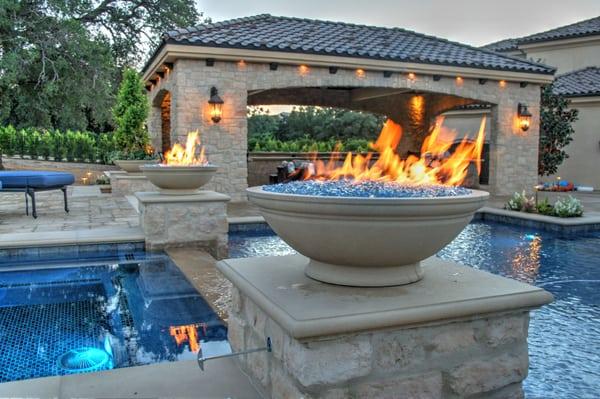 Fire Bowls add interest and warmth to the evening