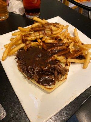 Open face short rib sandwich