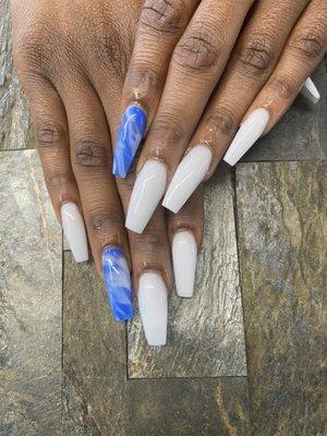 $65 full set off white and blue marble