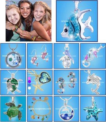 Our showroom customers love browsing through endless styles of rhinestone jewelry, including these sea life motifs