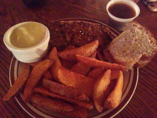 Tonight's special was the meatloaf with plank fries and gravy...homemade bread and homemade applesauce! Delicious!