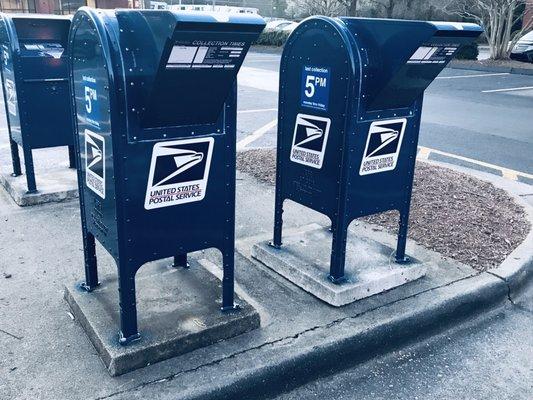 These mailboxes are located in front of the Post Office