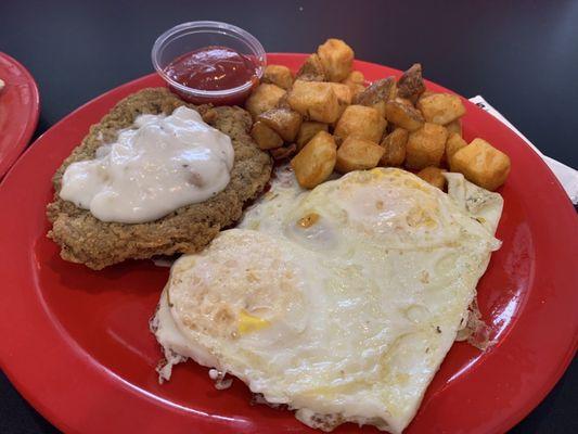 Country Fried Steak and Eggs Breakfast. Really good!