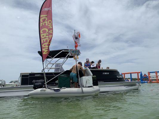 Ice cream boat pulls right up.