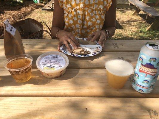 Mini picnic at the outside seating.