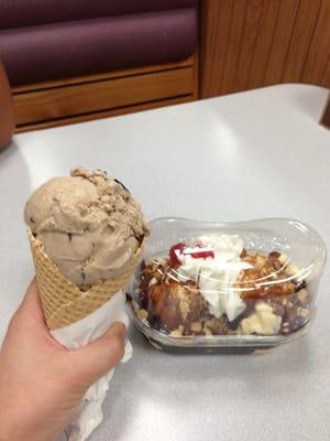 Single dip $1.35, double hot fudge sundae $2.69