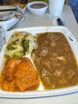 Beef tips, Yams,Cabbage