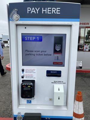 Our contactless pay in lane station! Scan ticket or reservation barcode and follow the steps on the screen!