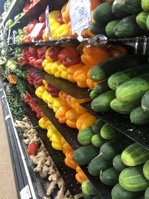 Conventional produce - peppers, cucumbers, ginger...