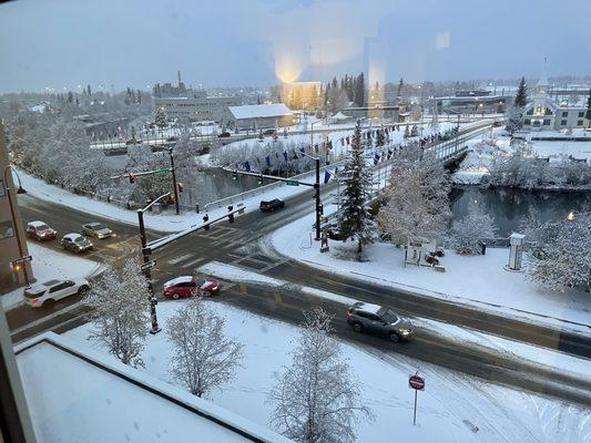 Good morning, view from room 10/6/23 at 8:10am.  It snowed most of the night!