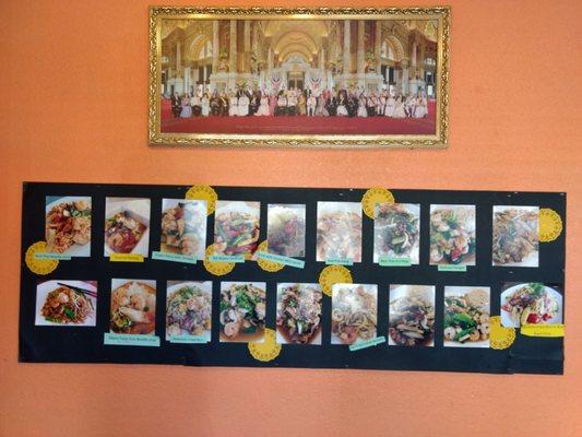 Royal Family photo and pictorial menu board welcome you as you enter the restaurant