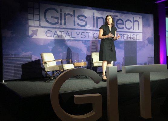 Talking about risk at the Girls in Tech Catalyst Conference in San Francisco. June 2017.