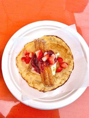 Strawberry churro cheesecake taco