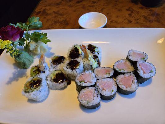 Tempura and tuna roll