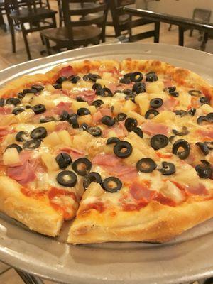 Hawaiian pizza - ham, pineapple, olives