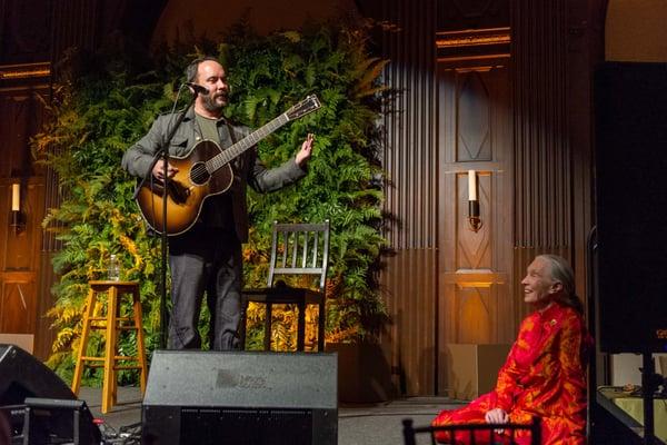 Jane Goodall getting serenaded by Dave Matthews on her 80th Birthday party at the ballroom.